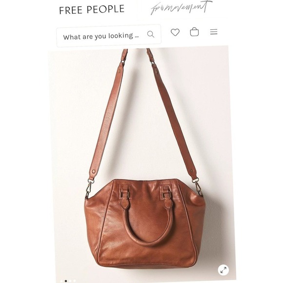 Free People Leila Tote Brown Leather Boho Festival Satchel Crossbody Chain Strap - Picture 1 of 16